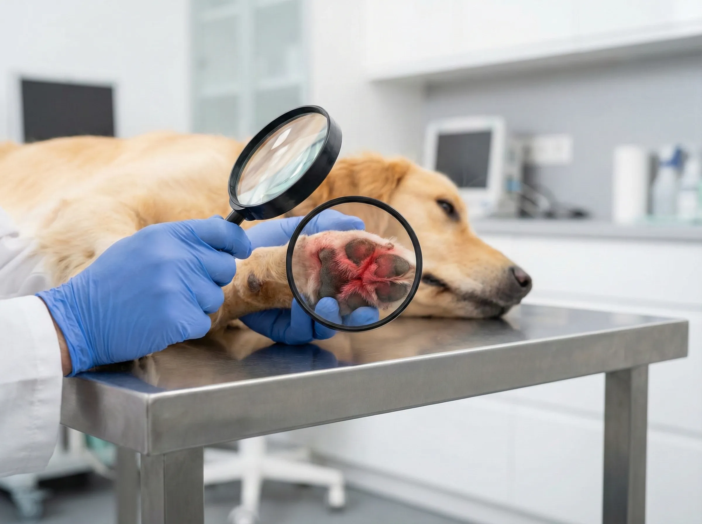 강아지 발바닥 습진 및 알레르기 피부염 증상