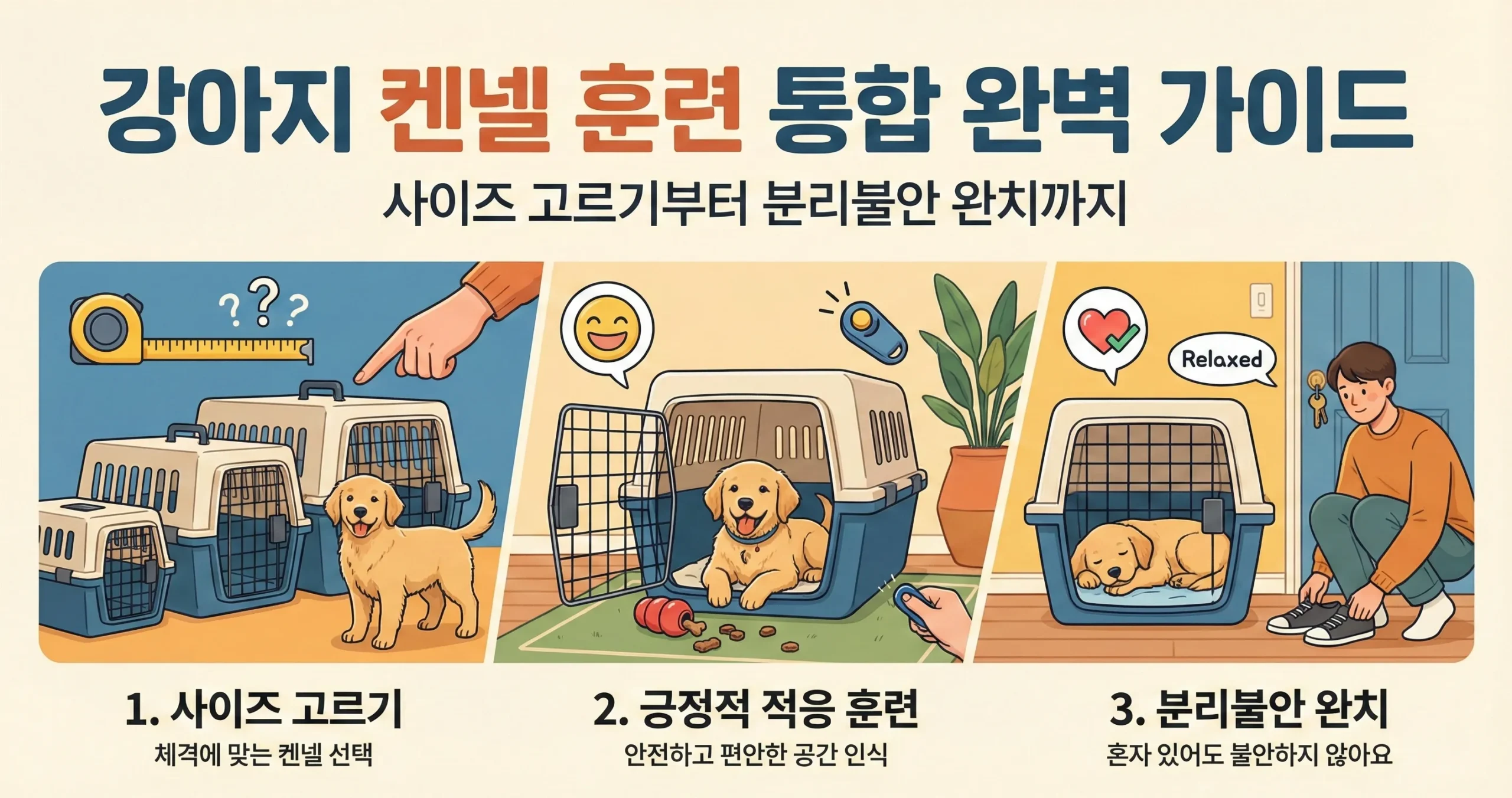 강아지 켄넬 훈련 사이즈 고르기 긍정 강화 훈련 분리불안 통합 완벽 가이드