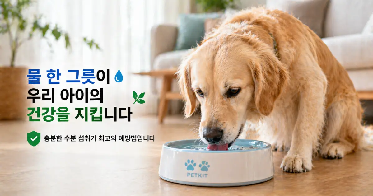 물을 마시며 건강을 관리하는 반려견