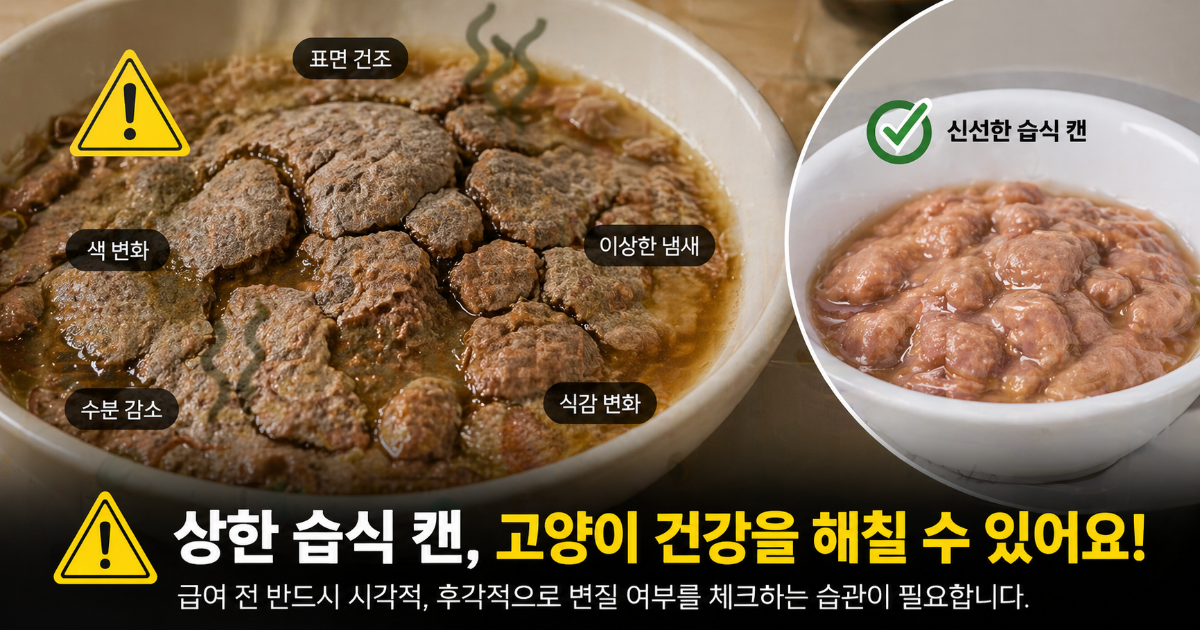 부패 여부를 확인해야 하는 고양이 습식 캔 상태